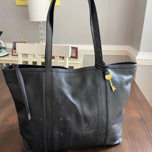 Fossil leather tote bag